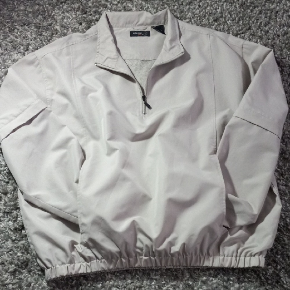George Men's Lightweight Cream Half-Zip Windbreaker Size L 42-44 Mens